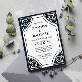 Elegante invitación a la boda Art Déco