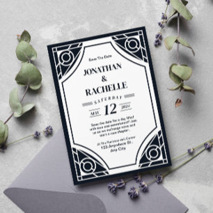 Elegante invitación a la boda Art Déco