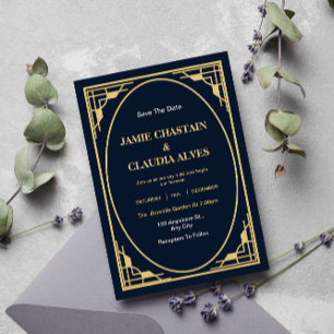 Elegante invitación a la boda Art Déco