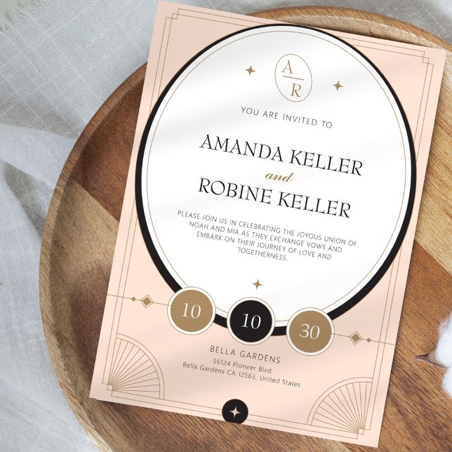 Elegante invitación a la boda Art Déco (Subido por el creador)