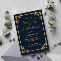 Elegante invitación a la boda Art Déco
