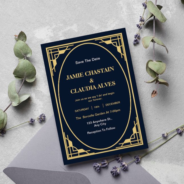 Elegante invitación a la boda Art Déco (Subido por el creador)