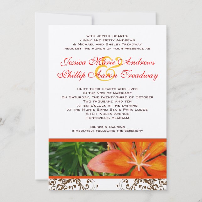 Elegante invitación a la boda asiática de Lily (Anverso)