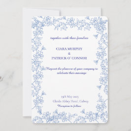 Elegante invitación a la boda azul