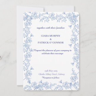 Elegante invitación a la boda azul