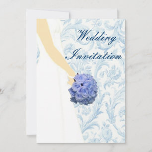 Elegante Invitación a la Boda Azul con traje de no
