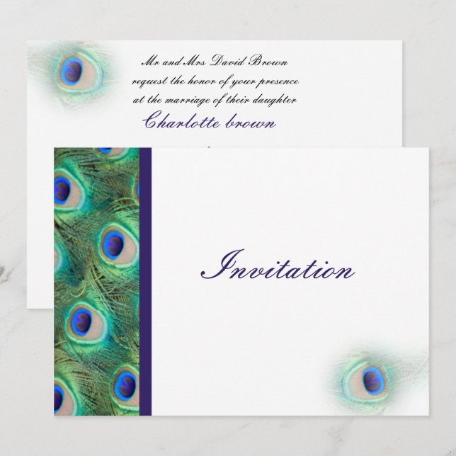 elegante invitación a la boda azul de cobalto (Anverso / Reverso)
