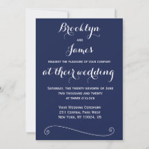 Elegante invitación a la boda azul de la Marina
