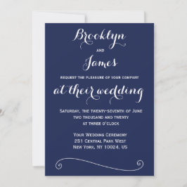 Elegante invitación a la boda azul de la Marina