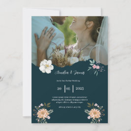 Elegante invitación a la boda azul de la Marina