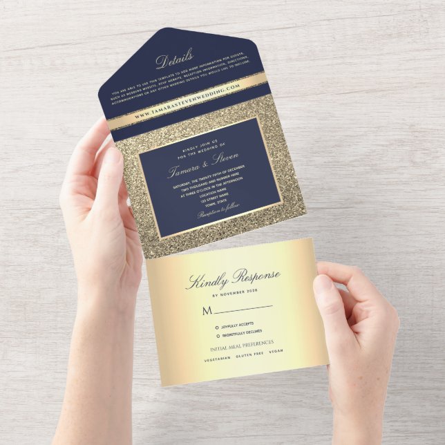 Elegante invitación a la boda azul de la Marina de (desgarro)