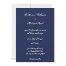 Elegante invitación a la boda azul de la Marina Mi