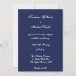 Elegante invitación a la boda azul de la Marina Mi