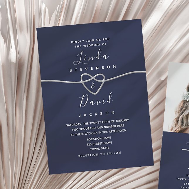 Elegante invitación a la boda azul de la Marina Mi (Subido por el creador)