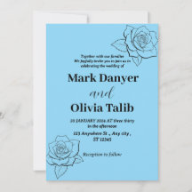 Elegante Invitación a la Boda Azul del cielo - Rom