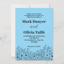 Elegante Invitación a la Boda Azul del cielo - Rom