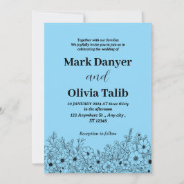 Elegante Invitación a la Boda Azul del cielo - Rom