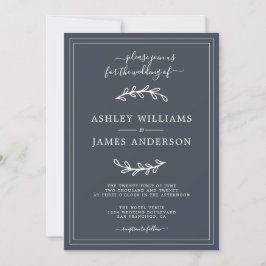 Elegante invitación a la Boda Azul Oscura
