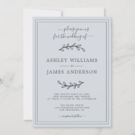 Elegante invitación a la Boda Azul Pastel