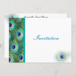 elegante invitación a la boda azul pavo real