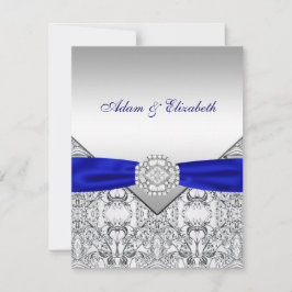 Elegante invitación a la Boda Azul Plata y Real