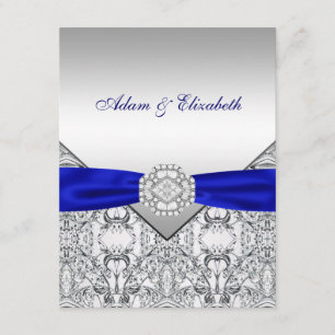 Elegante invitación a la Boda Azul Plata y Real