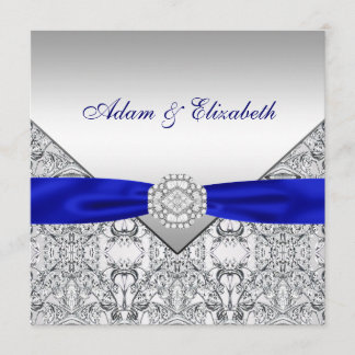 Elegante invitación a la Boda Azul Plata y Real
