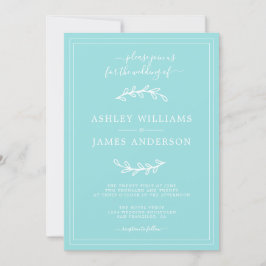 Elegante invitación a la Boda Azul Turquesa