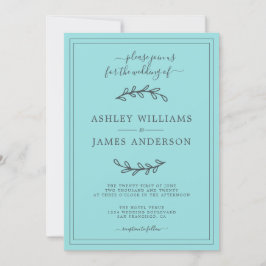 Elegante invitación a la Boda Azul Turquesa