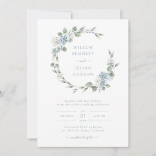 Elegante invitación a la boda azul turquesa