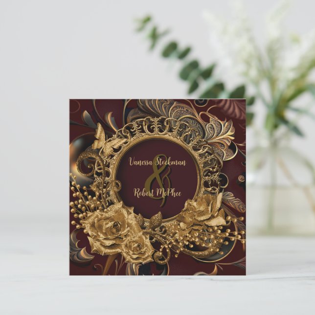 Elegante invitación a la boda barroca (Anverso de pie)