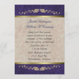 Elegante invitación a la boda beige y púrpura