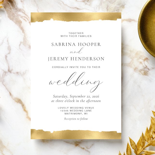 Elegante invitación a la boda blanca con el borde  (Subido por el creador)