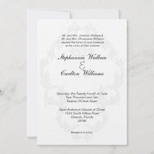 Elegante invitación a la boda blanca/plateada