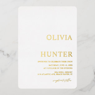 Elegante invitación a la boda blanca Relieve metal