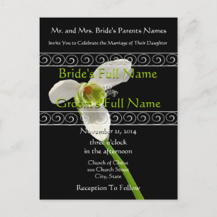 Elegante invitación a la boda blanca y animada