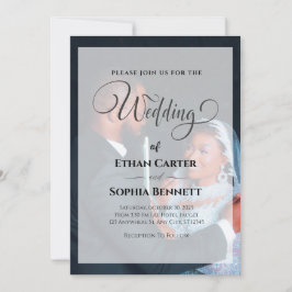 Elegante invitación a la boda blanca y negra