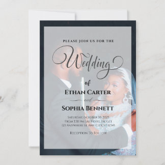 Elegante invitación a la boda blanca y negra