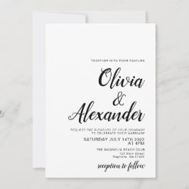 Elegante invitación a la boda blanca y negra