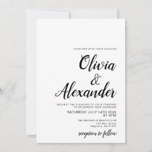 Elegante invitación a la boda blanca y negra