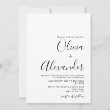 Elegante invitación a la boda blanca y negra