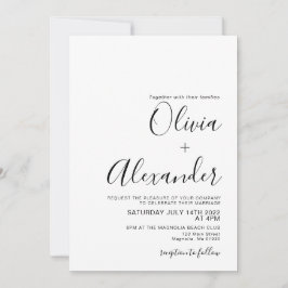 Elegante invitación a la boda blanca y negra