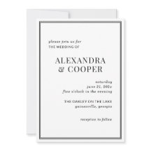 Elegante invitación a la boda blanca y negra