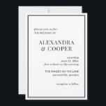 Elegante invitación a la boda blanca y negra<br><div class="desc">Una elegante invitación a la boda diseñada en blanco y negro es perfecta para un boda clásico o minimalista. Simplemente personaliza el texto y los detalles. Para mayor lujo,  imprima en el material metálico de tarjetas. Coincide con la moderna suite Boda en blanco y negro.</div>