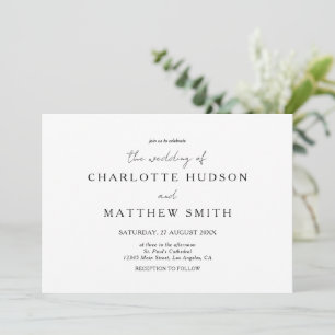 Elegante invitación a la boda blanca y negra