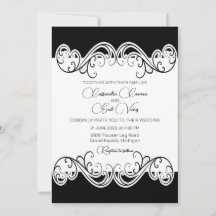 Elegante Invitación A La Boda Blanca Y Negra