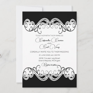 Elegante Invitación A La Boda Blanca Y Negra