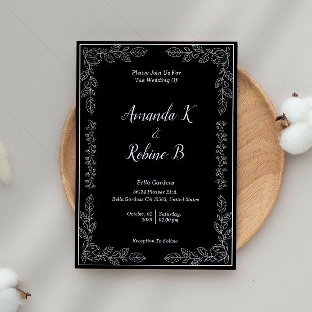 Elegante invitación a la boda blanca y negra (Subido por el creador)