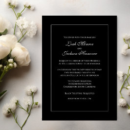 Elegante invitación a la boda blanca y negra