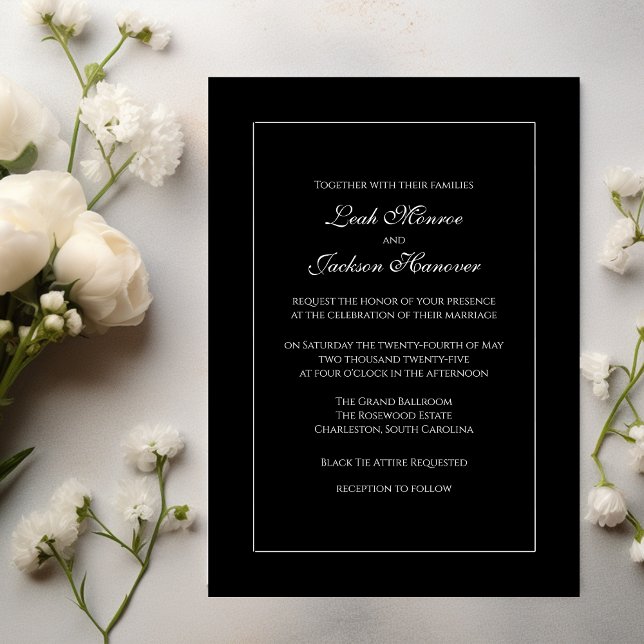 Elegante invitación a la boda blanca y negra (Subido por el creador)